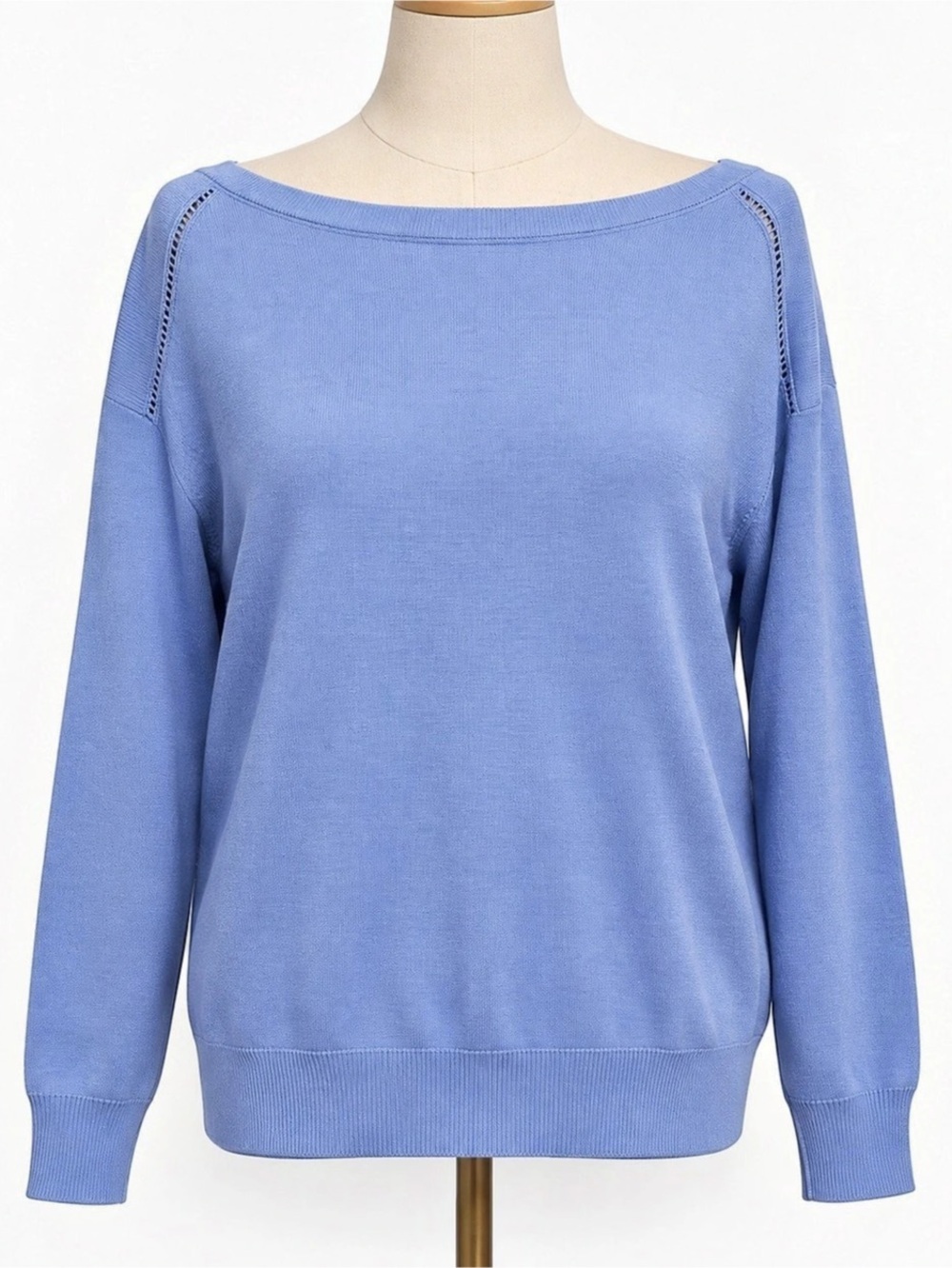 Banana Republic Silk Cotton Sweater Size M Light Blue Boat Neck Pullover